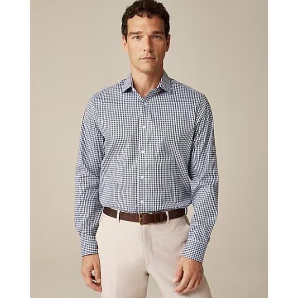 J.CREW Slim Fit Performance Dress Shirt Blue White Gingham Button Up Men's L - Picture 8 of 8